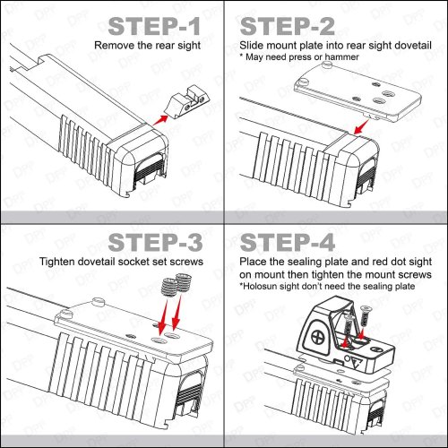 DPP Rear Sight Mount база под коллиматорный прицел для Glock (GI-02Al) фото 2